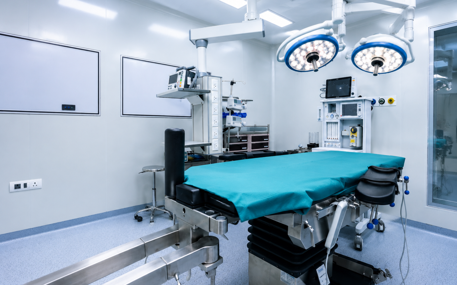 Modern modular operation theatre with advanced surgical lighting, sterile interiors, and integrated medical equipment